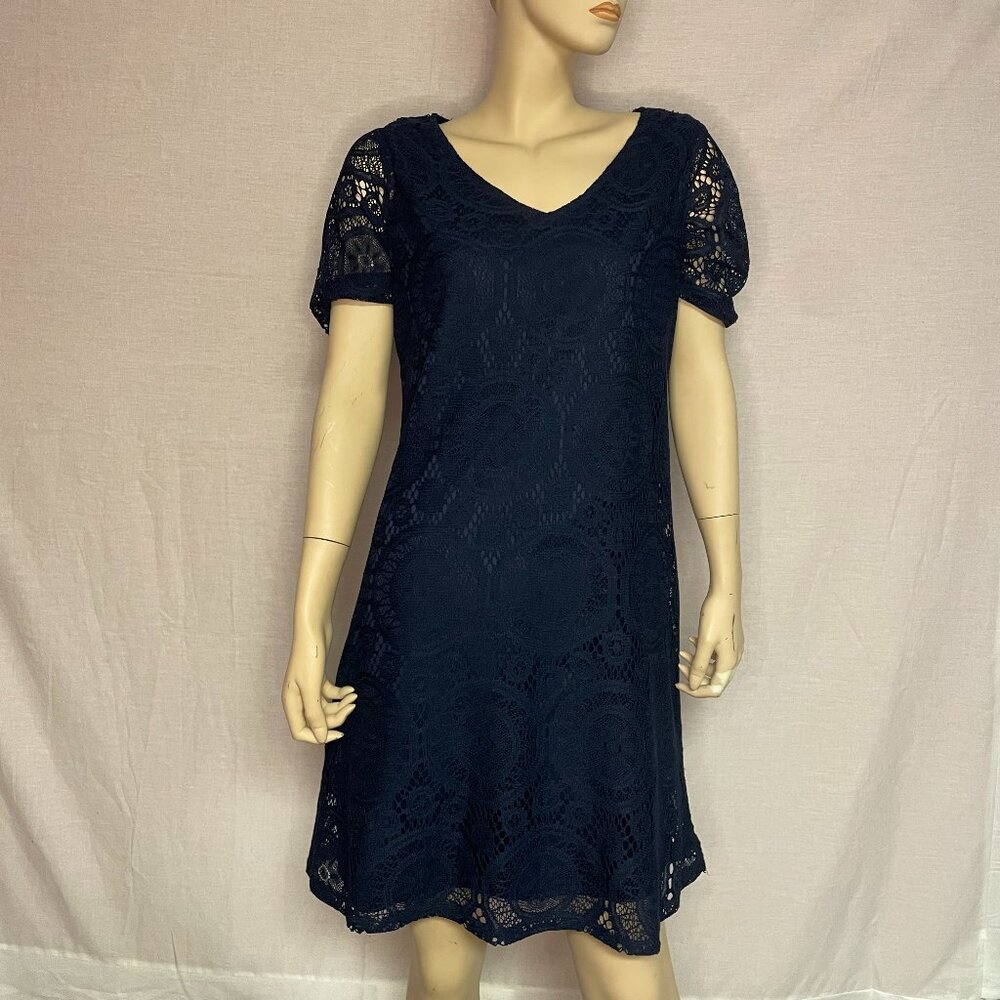 Tacera Dark Blue Short Sleeve Dress Size Medium
